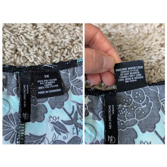 Y2K New Directions Babydoll Top Womens 3X Blue Floral Fairy Coquette Romantic - Picture 4 of 7